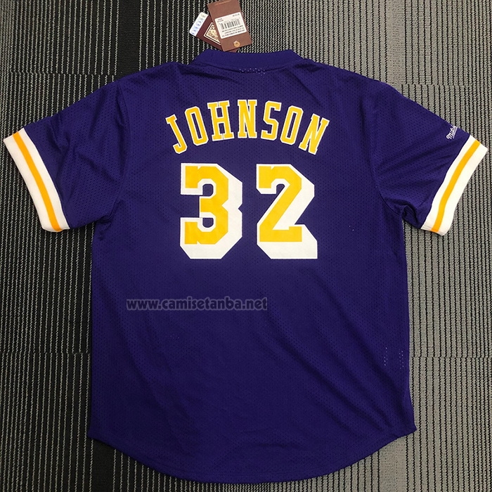 Camiseta Manga Corta Los Angeles Lakers Magic Johnson #32 Violeta
